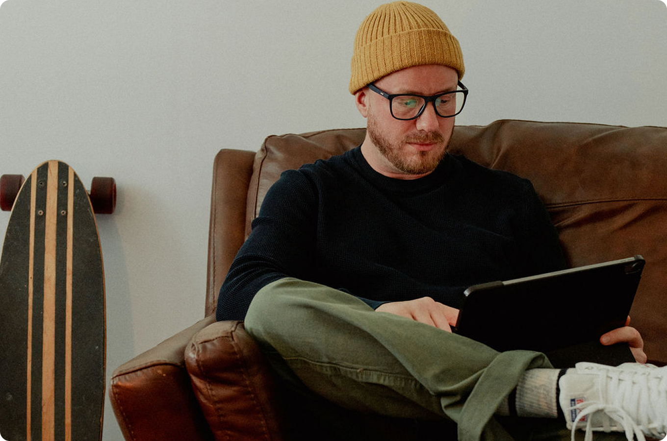 Working on a tablet at Beatnik Studio